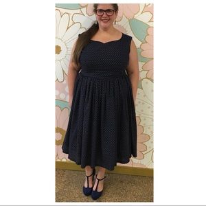 ModCloth Fit and Flare Navy Dress with Pockets
